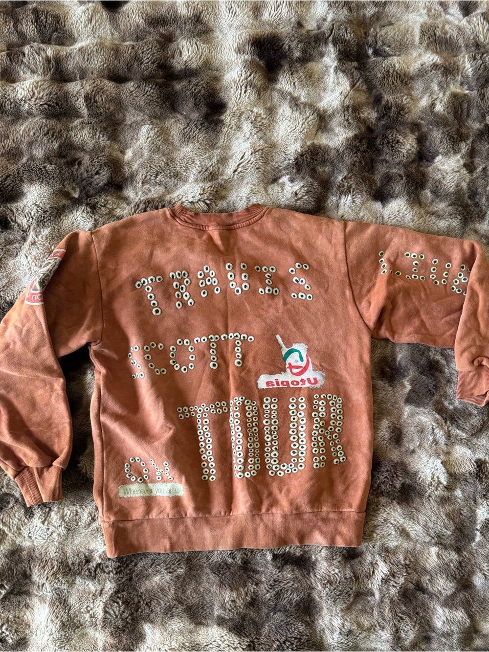 Travis Scott Rust Orange Studded TOUR Sweatshirt
